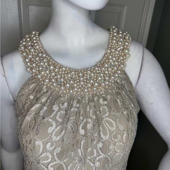 R&M Richards formal gown dress with lace and pearls size 6, - Picture 4 of 12